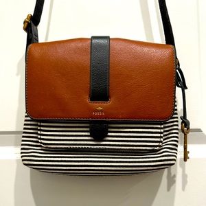 Fossil small striped crossbody purse